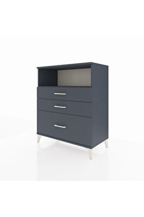 Hyperion Şifonyer Tek Raflı 3 Çekmeceli 88x44x106 Antrasit-Antrasit