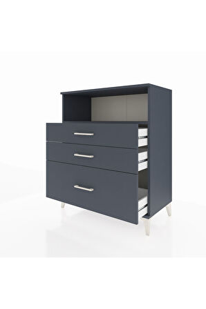 Hyperion Şifonyer Tek Raflı 3 Çekmeceli 88x44x106 Antrasit-Antrasit