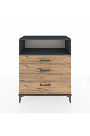 Hyperion Şifonyer Tek Raflı 3 Çekmeceli 88x44x106 Antrasit-Çam