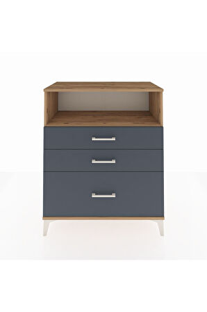 Hyperion Şifonyer Tek Raflı 3 Çekmeceli 88x44x106 Çam-Antrasit