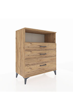 Hyperion Şifonyer Tek Raflı 3 Çekmeceli 88x44x106 Çam-Çam