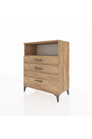 Hyperion Şifonyer Tek Raflı 3 Çekmeceli 88x44x106 Çam-Çam