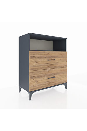 Hyperion Şifonyer Tek Raflı 2 Çekmeceli 88x44x106 Antrasit-Çam