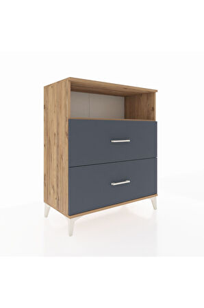 Hyperion Şifonyer Tek Raflı 2 Çekmeceli 88x44x106 Çam-Antrasit