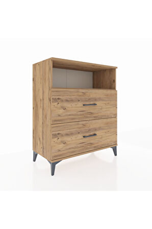 Hyperion Şifonyer Tek Raflı 2 Çekmeceli 88x44x106 Çam-Çam