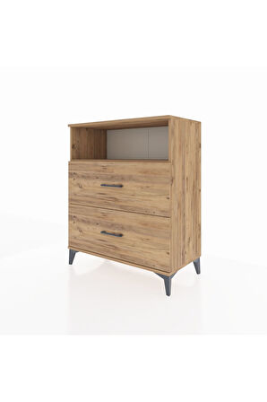 Hyperion Şifonyer Tek Raflı 2 Çekmeceli 88x44x106 Çam-Çam