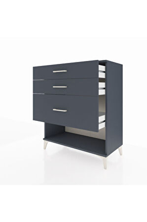 Hyperion Şifonyer 3 Çekmeceli 88x44x106 Antrasit-Antrasit