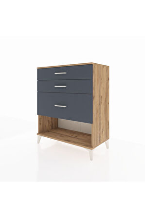 Hyperion Şifonyer 3 Çekmeceli 88x44x106 Çam-Antrasit