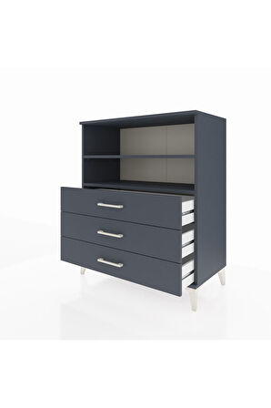 Hyperion Şifonyer 2 Raflı 3 Çekmeceli 88x44x106 Antrasit-Antrasit