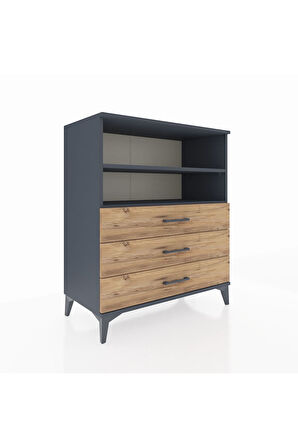 Hyperion Şifonyer 2 Raflı 3 Çekmeceli 88x44x106 Antrasit-Çam