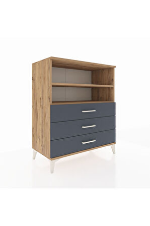 Hyperion Şifonyer 2 Raflı 3 Çekmeceli 88x44x106 Çam-Antrasit