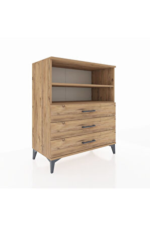 Hyperion Şifonyer 2 Raflı 3 Çekmeceli 88x44x106 Çam-Çam