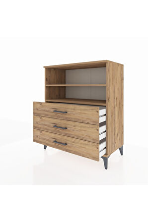 Hyperion Şifonyer 2 Raflı 3 Çekmeceli 88x44x106 Çam-Çam