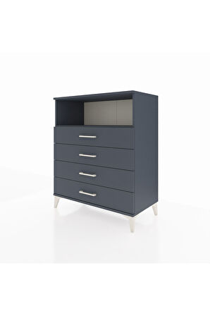 Hyperion Şifonyer Tek Raflı 4 Çekmeceli 88x44x106 Antrasit-Antrasit