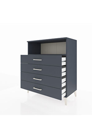 Hyperion Şifonyer Tek Raflı 4 Çekmeceli 88x44x106 Antrasit-Antrasit