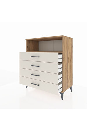 Hyperion Şifonyer Tek Raflı 4 Çekmeceli 88x44x106 Çam-Aytaşı