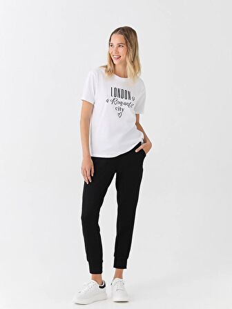 Kadın Beli Lastikli Düz Jogger Eşofman Altı