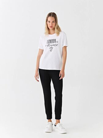 Kadın Beli Lastikli Düz Jogger Eşofman Altı