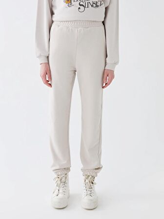 Kadın Beli Lastikli Düz Jogger Eşofman Altı