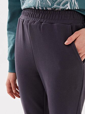 Kadın Beli Lastikli Düz Jogger Eşofman Altı