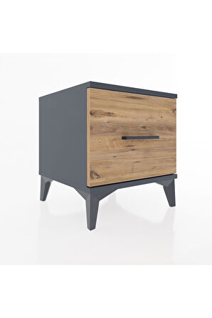 Hyperion Komodin Tek Çekmeceli 44x44x48 Antrasit-Çam
