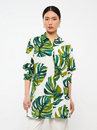 Desenli Uzun Kollu Vual Kadın Gömlek Tunik