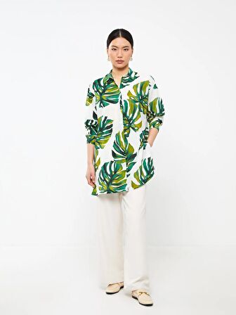 Desenli Uzun Kollu Vual Kadın Gömlek Tunik