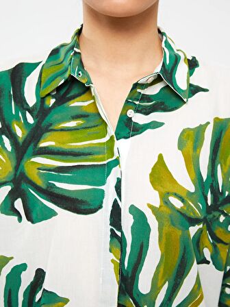 Desenli Uzun Kollu Vual Kadın Gömlek Tunik