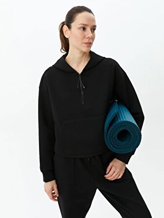 Düz Uzun Kollu Oversize Kadın Hoodie