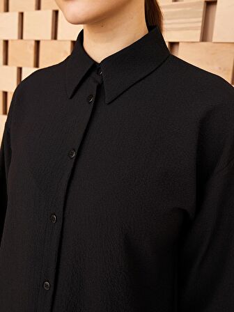 Düz Uzun Kollu Oversize Kadın Gömlek