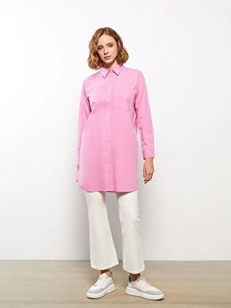 Düz Uzun Kollu Oversize Kadın Gömlek Tunik