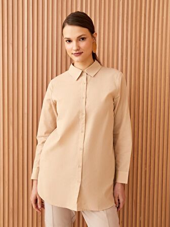 Düz Uzun Kollu Kadın Gömlek Tunik