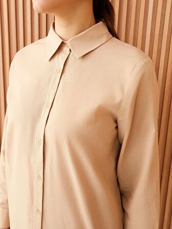 Düz Uzun Kollu Kadın Gömlek Tunik