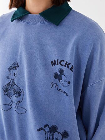 Mickey Mouse ve Arkadaşları Baskılı Uzun Kollu Kadın Sweatshirt