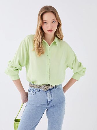 Düz Uzun Kollu Oversize Kadın Gömlek