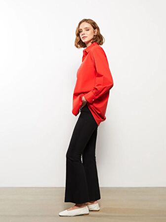 Düz Uzun Kollu Poplin Kadın Gömlek Tunik