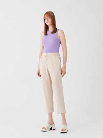 Kadın Beli Lastikli Düz Pantolon