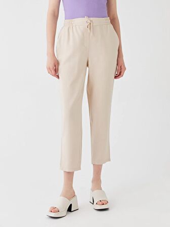 Kadın Beli Lastikli Düz Pantolon