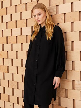 Düz Uzun Kollu Kadın Gömlek Tunik