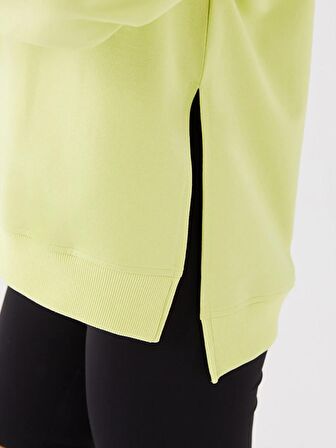 Bisiklet Yaka Düz Uzun Kollu Kadın Sweatshirt