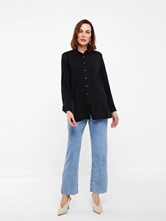 Düz Uzun Kollu Kadın Gömlek Tunik