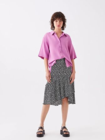 Düz Kısa Kollu Oversize Kadın Gömlek
