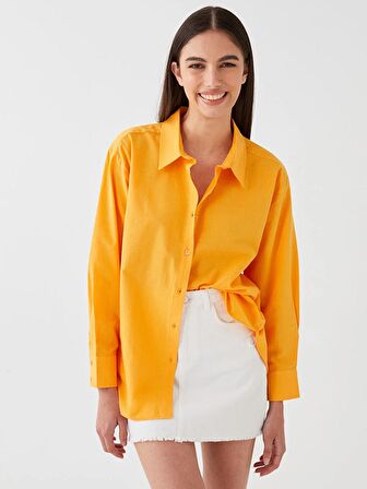 Düz Uzun Kollu Oversize Kadın Gömlek