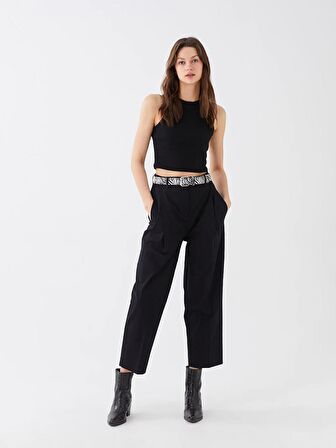 Standart Fit Düz Gabardin Kadın Pantolon
