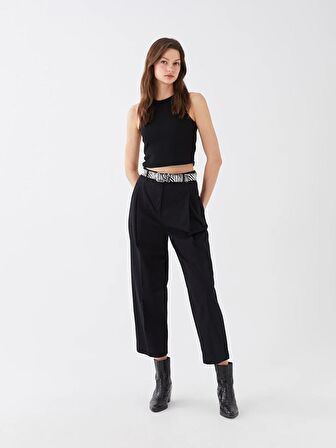 Standart Fit Düz Gabardin Kadın Pantolon