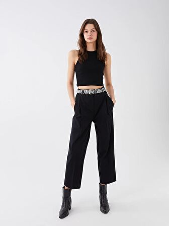 Standart Fit Düz Gabardin Kadın Pantolon