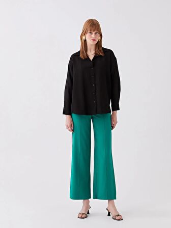 Düz Uzun Kollu Oversize Müslin Kadın Gömlek