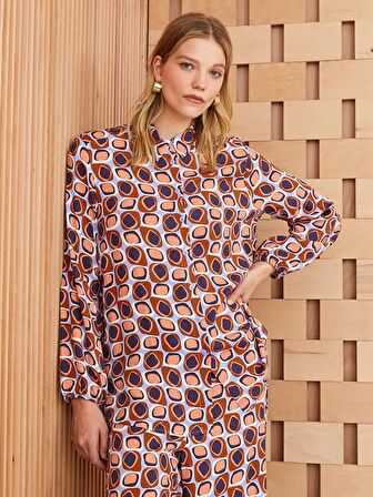 Desenli Uzun Kollu Kadın Gömlek