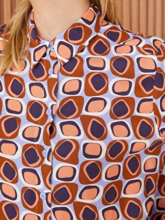 Desenli Uzun Kollu Kadın Gömlek