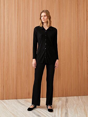 Beli Lastikli İspanyol Paça Kadın Pantolon